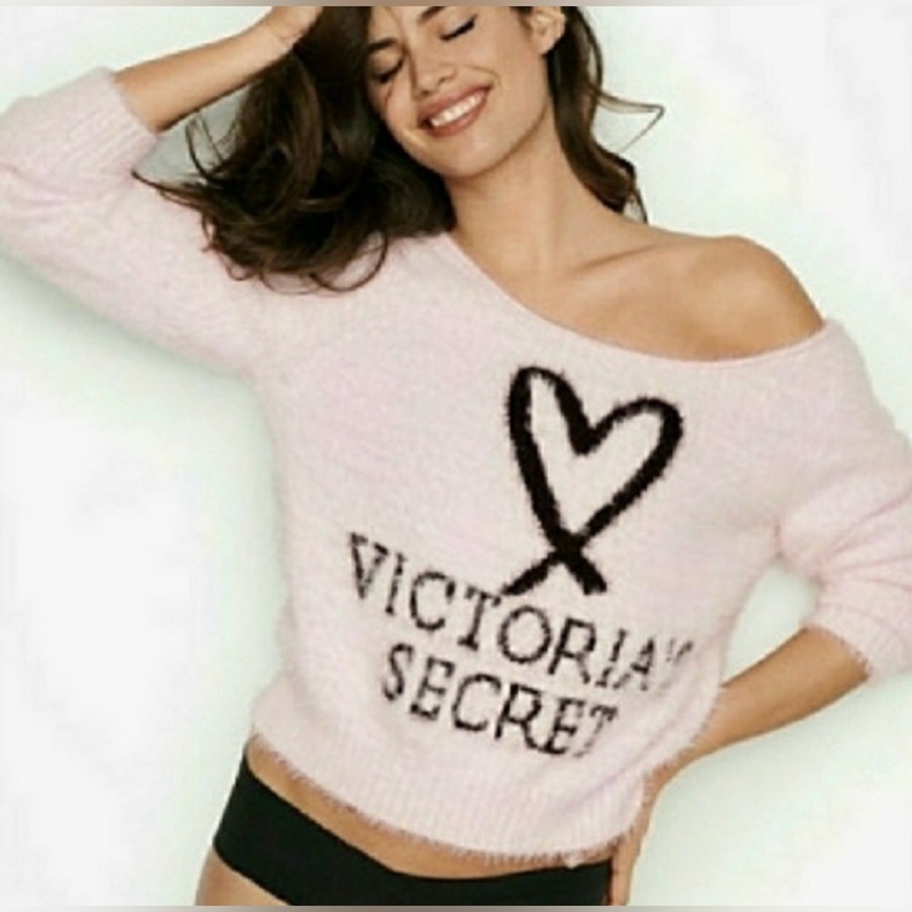Victoria's Secret 2018 NYC Pink Fuzzy Off Shoulder Sweater Size S